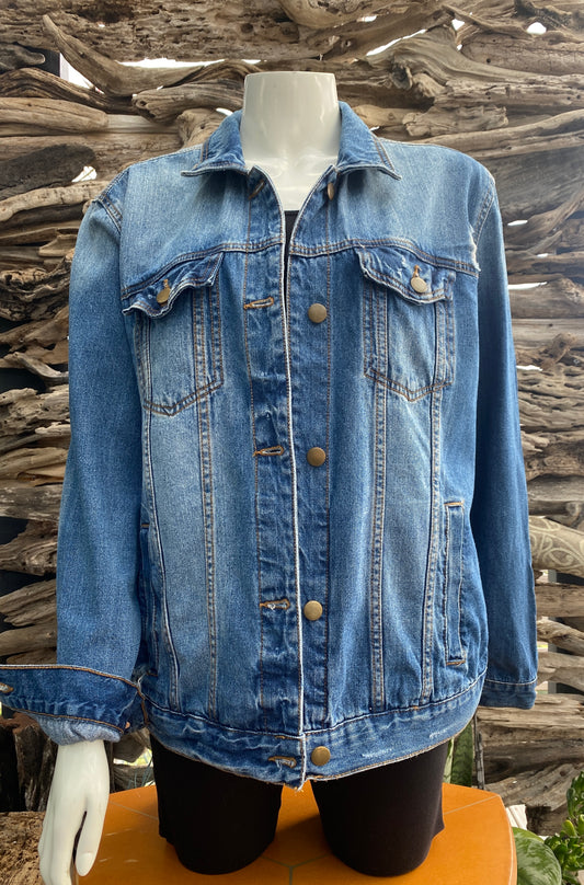 Denim Jacket Dark Distressed