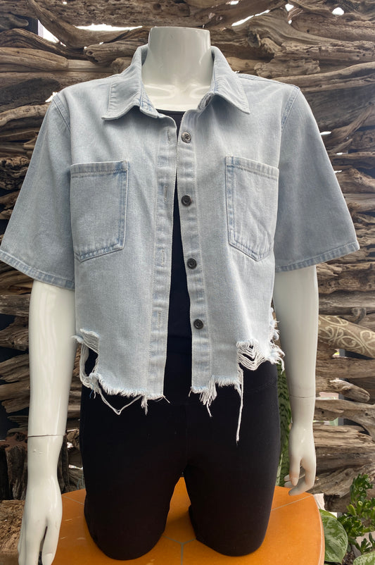 Denim Shirt Light Cropped
