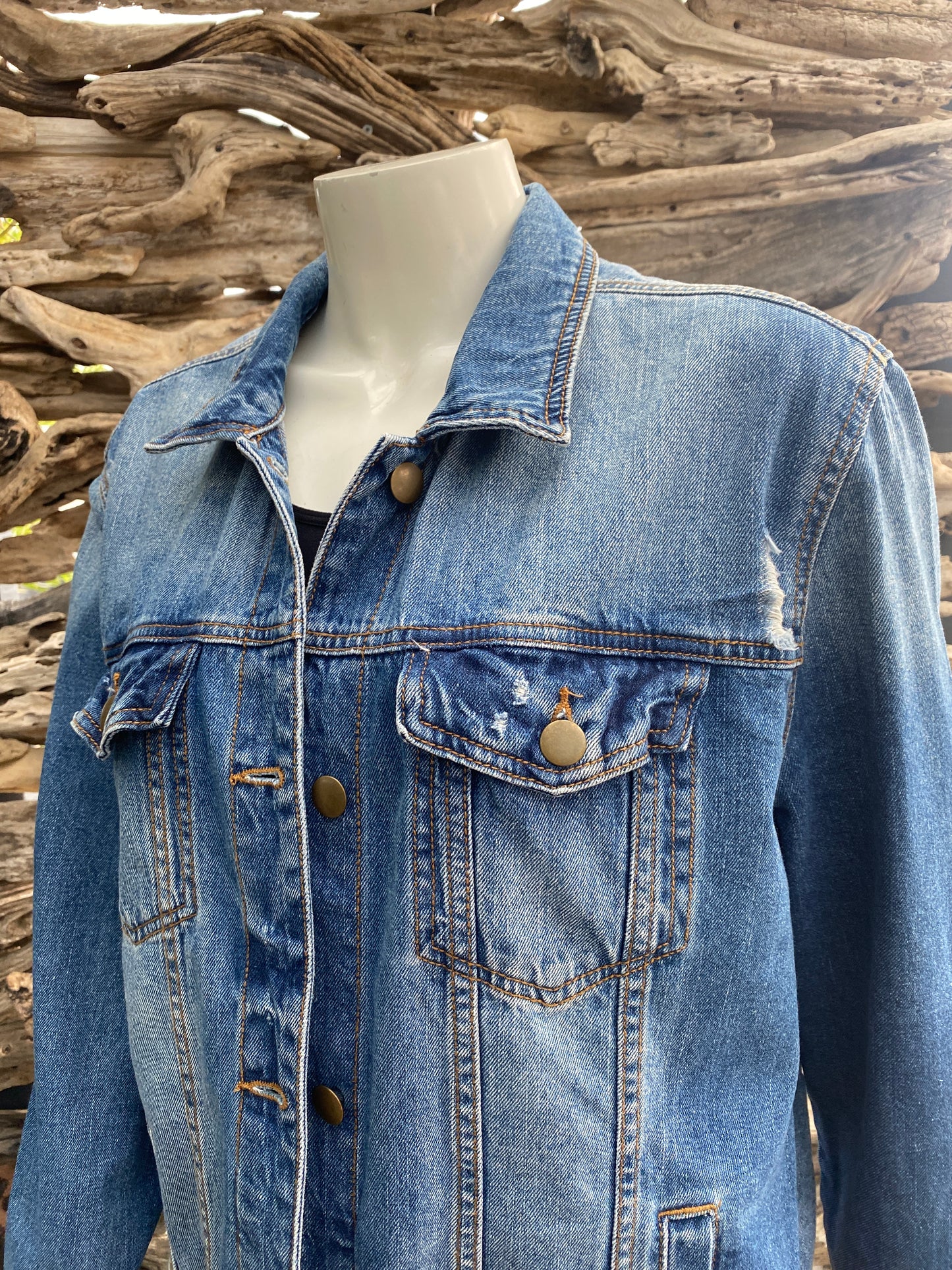 Denim Jacket Dark Distressed