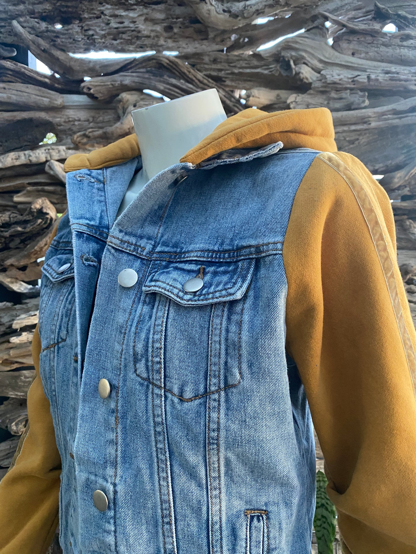 Denim/Sweatshirt Jacket with Hoodie