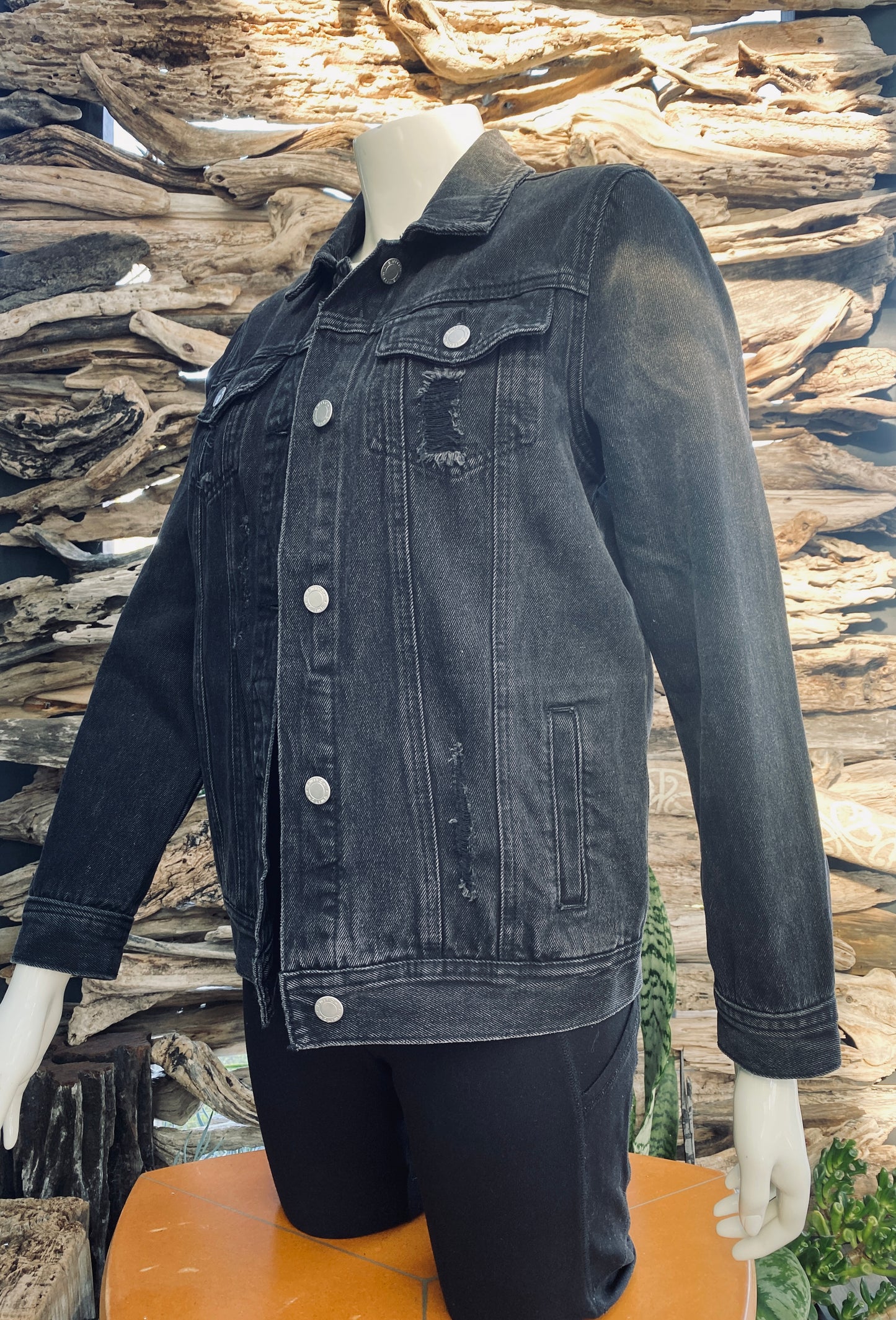 Denim Jacket  Black Distressed