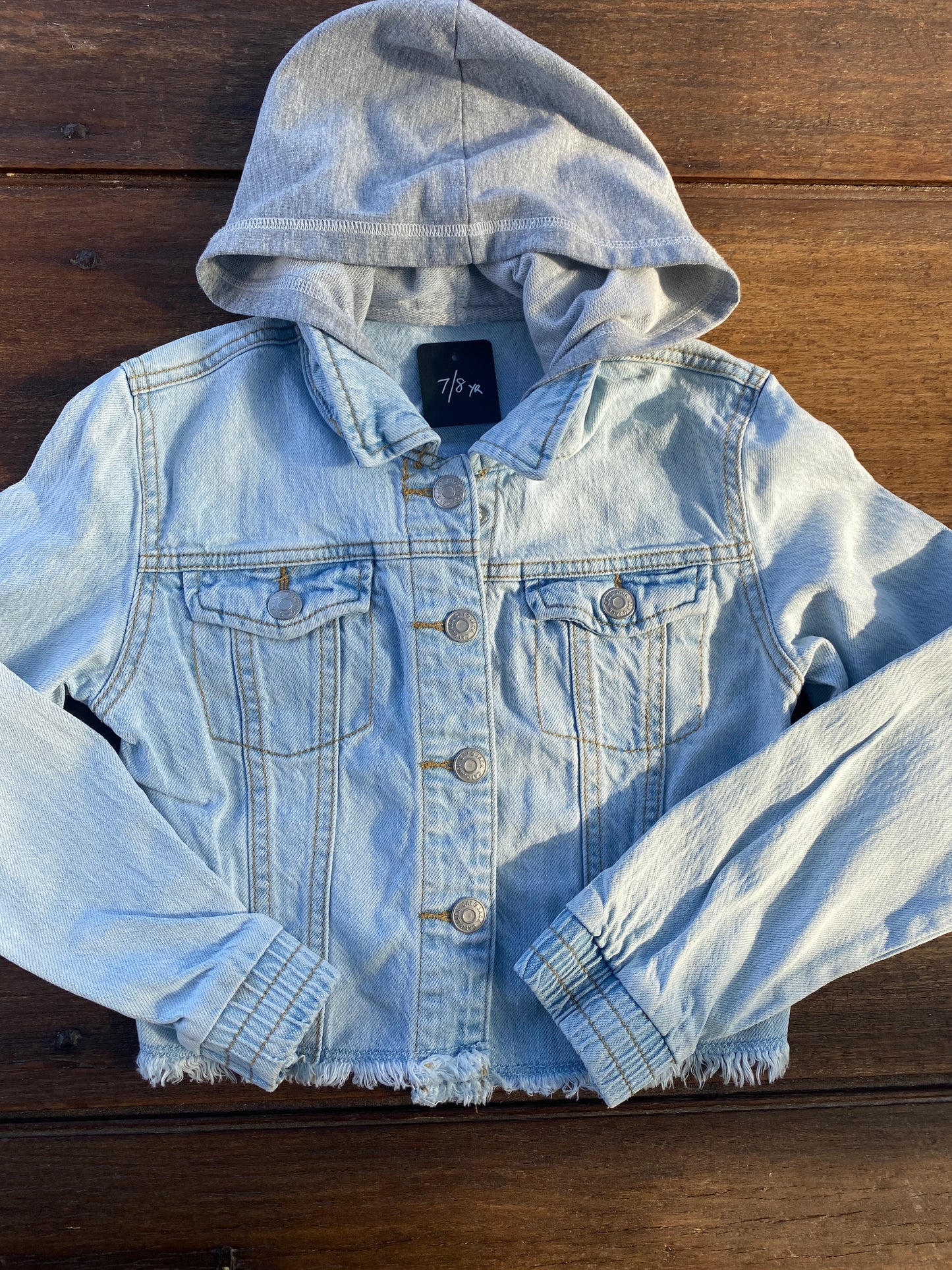 Kids Denim Jacket Light Faded with Hoodie