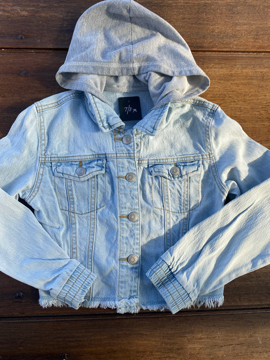 Kids Denim Jacket Light Faded with Hoodie