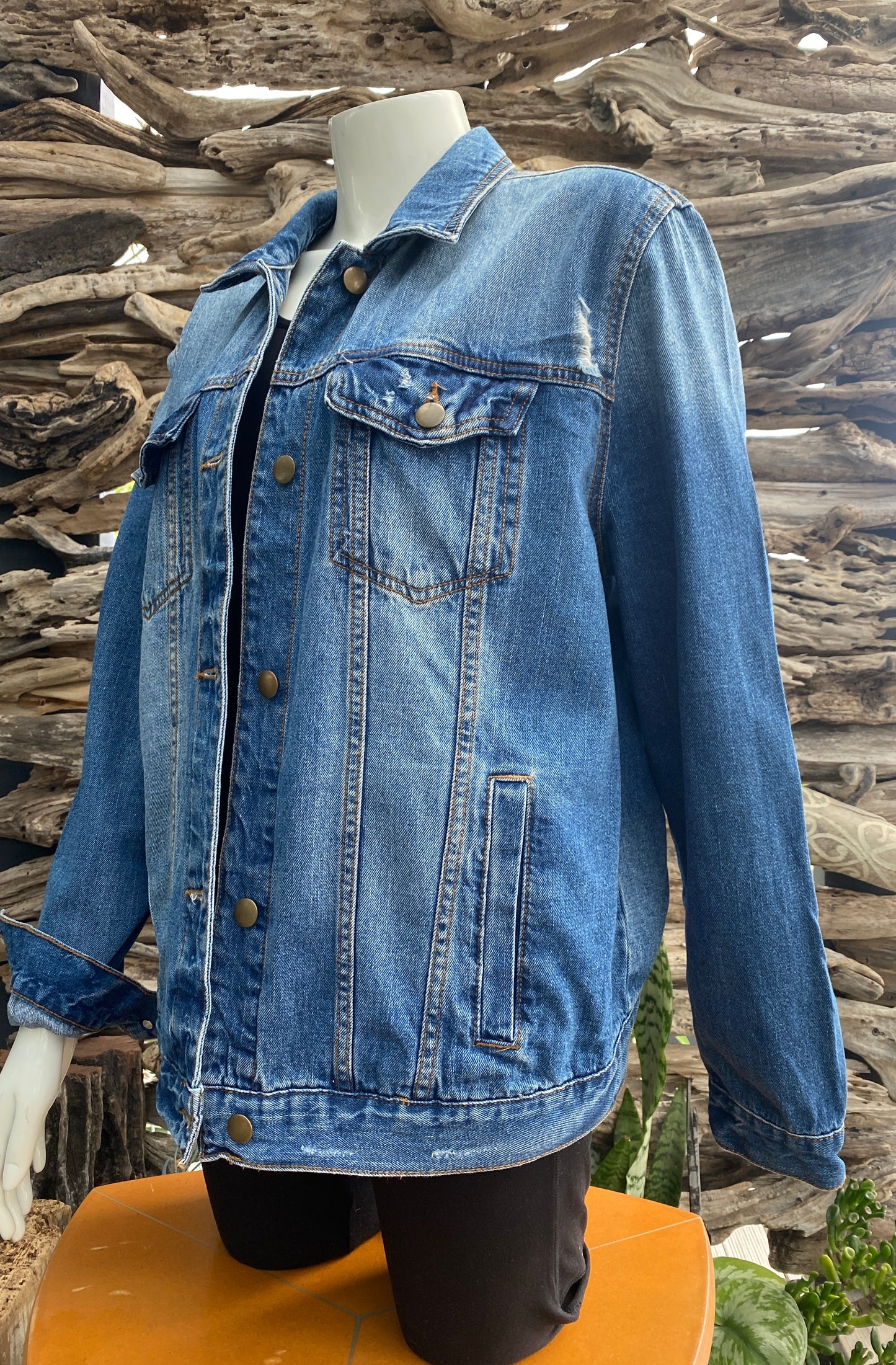 Denim Jacket Dark Distressed