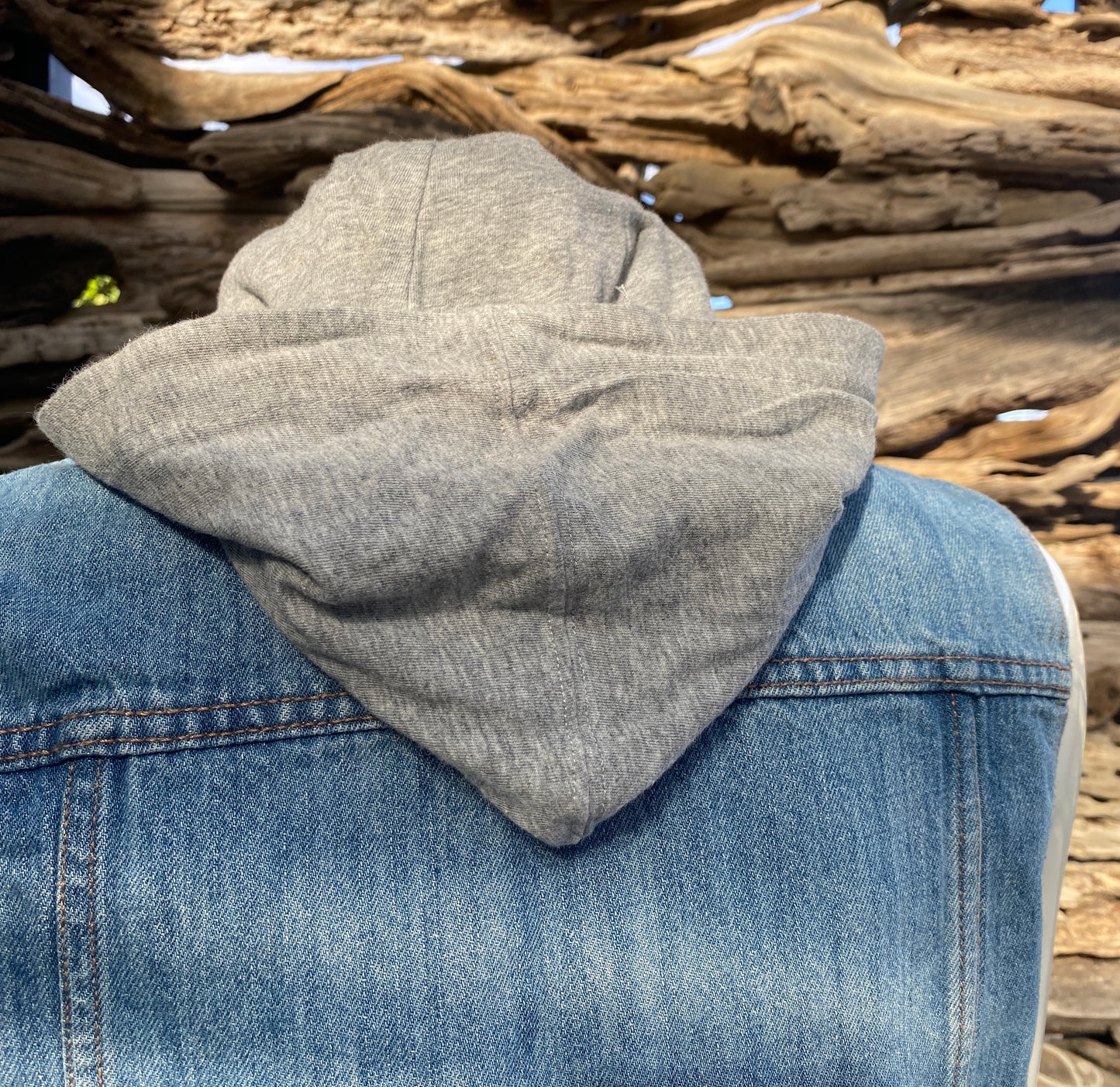 Denim Vest Faded with Hood