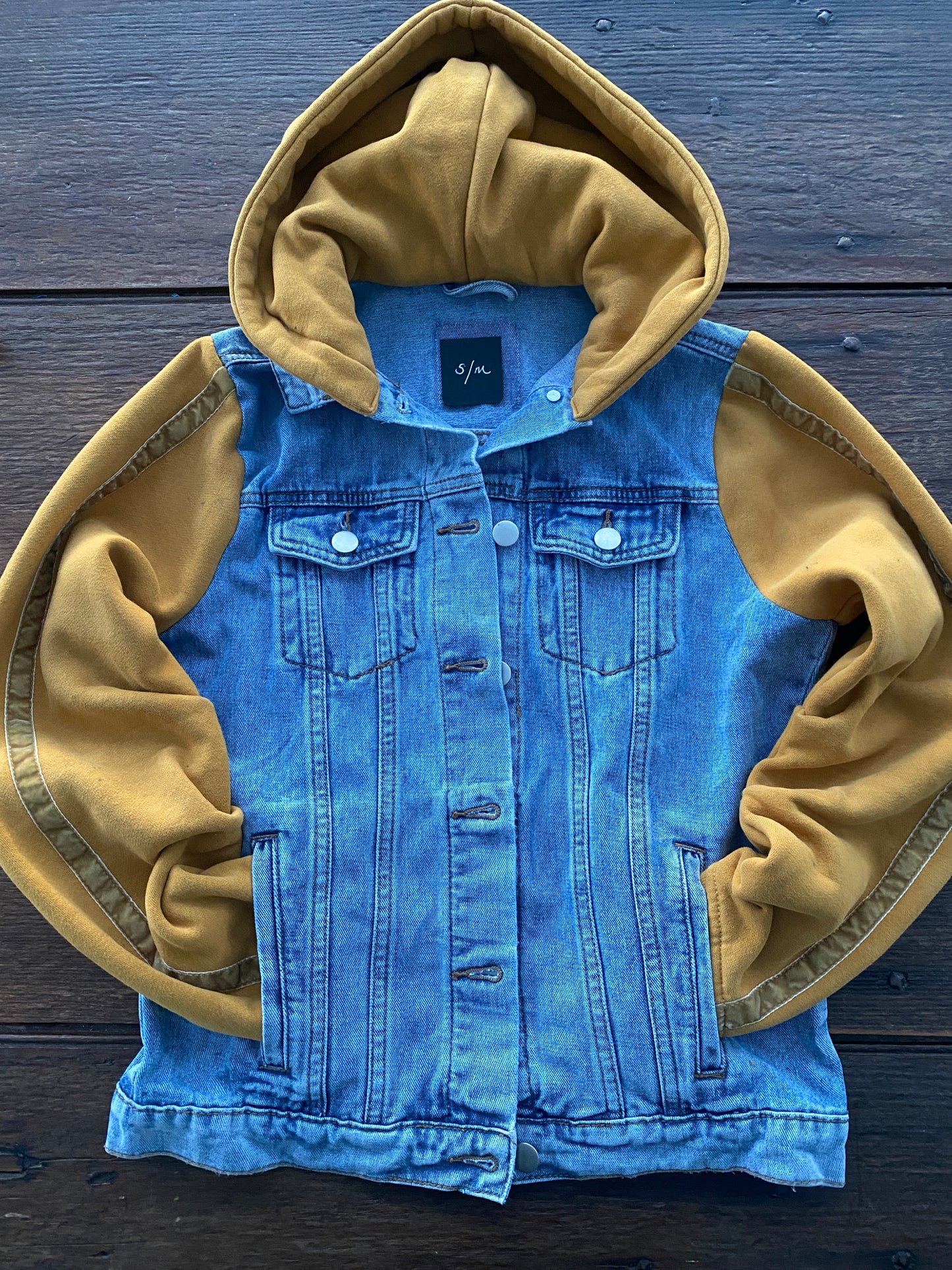 Denim/Sweatshirt Jacket with Hoodie