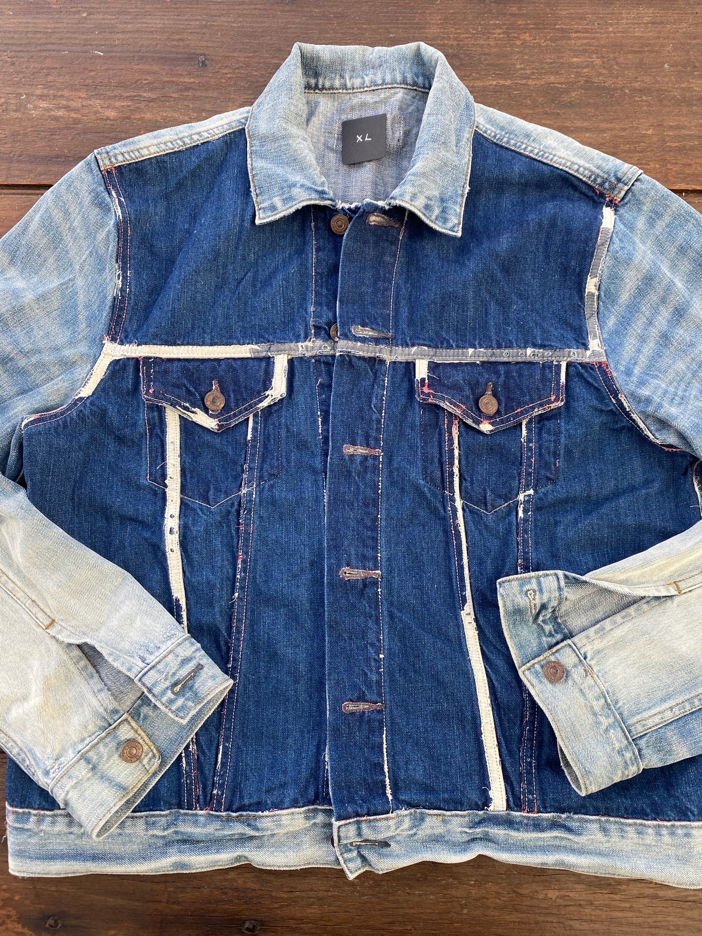 Denim Jacket Dark/Light Distressed Detail