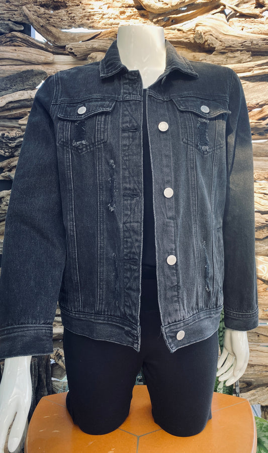 Denim Jacket  Black Distressed