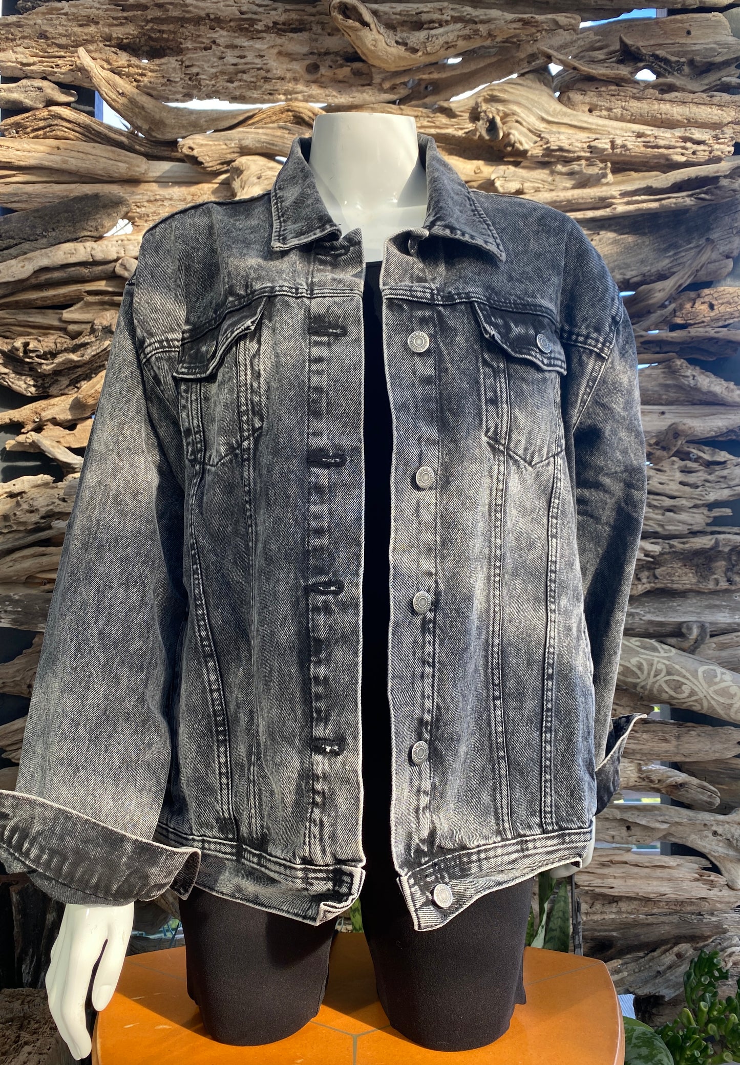 Denim Jacket Black Faded