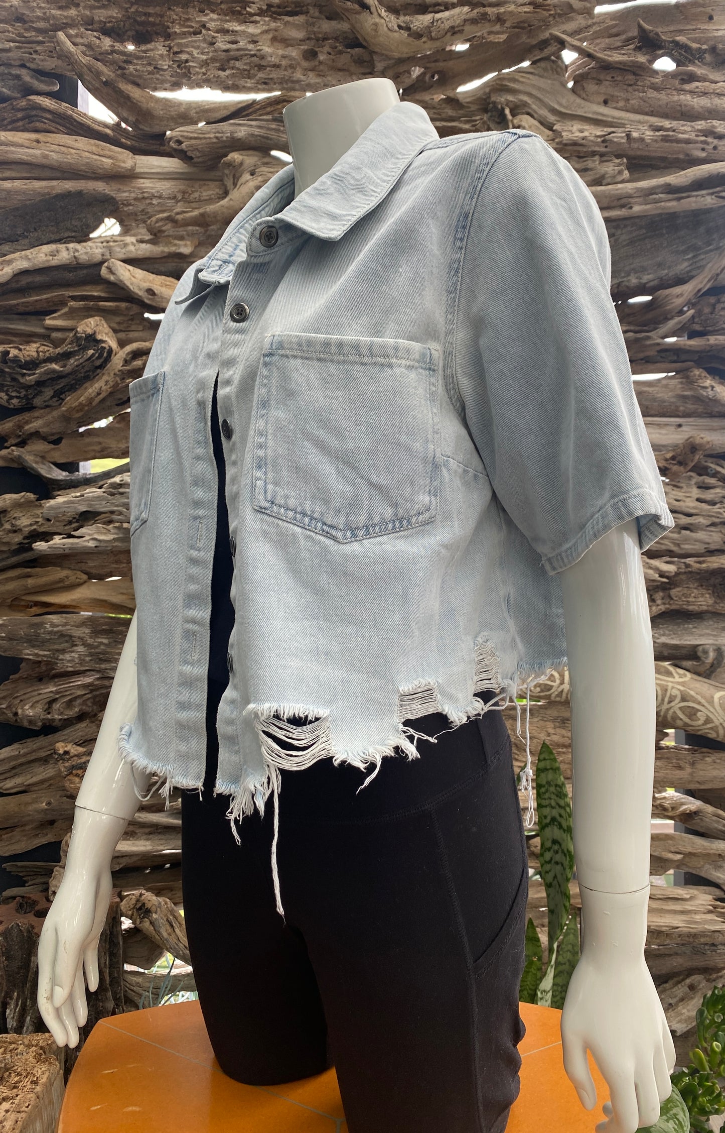 Denim Shirt Light Cropped